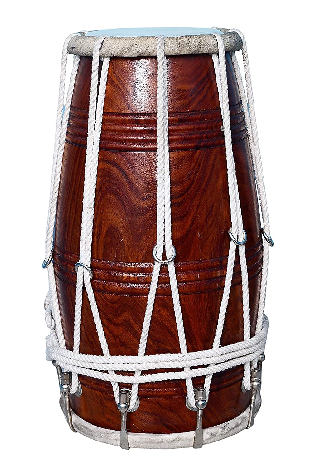 Special Half Rassi Sheesham Wood Dholak Drum With Padded Bag - Brown | Perfectly Symmetric Round Dholak - Dholak For Festival, Wedding, Satsang | Very Easy To Tune