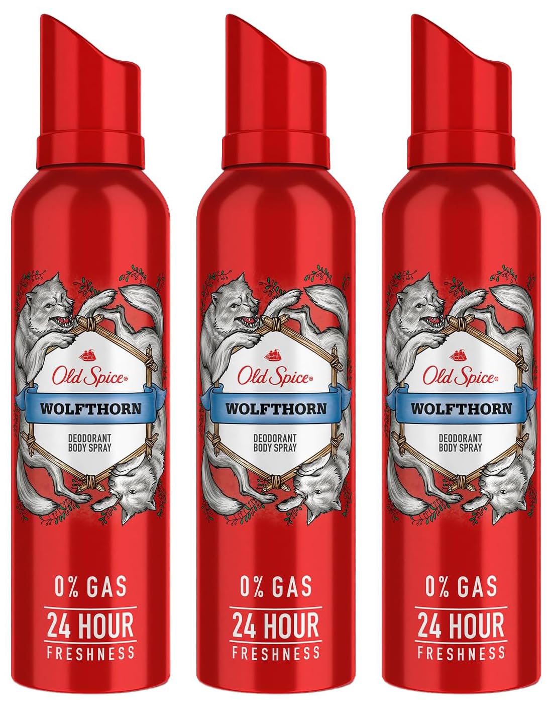 Old Spice Combo Of 3 Wolfthorn No Gas Deodorant Body Spray Perfume For Men 140ml Each 4.7 Fl.oz.