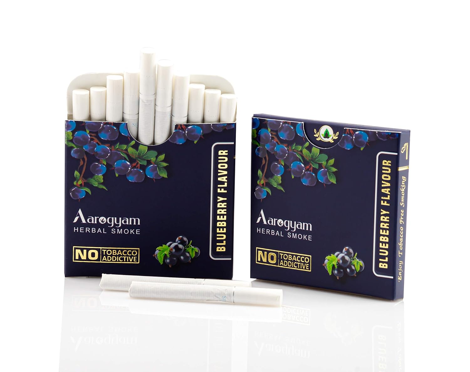 Aarogyam Herbals Tobacco & Nicotine Free Herbal Flavored Cigarette For Relieve Stress & Mood Enhance Product - Strawberry, Blueberry, Mint Flavour - Pack Of 3 30 Sticks