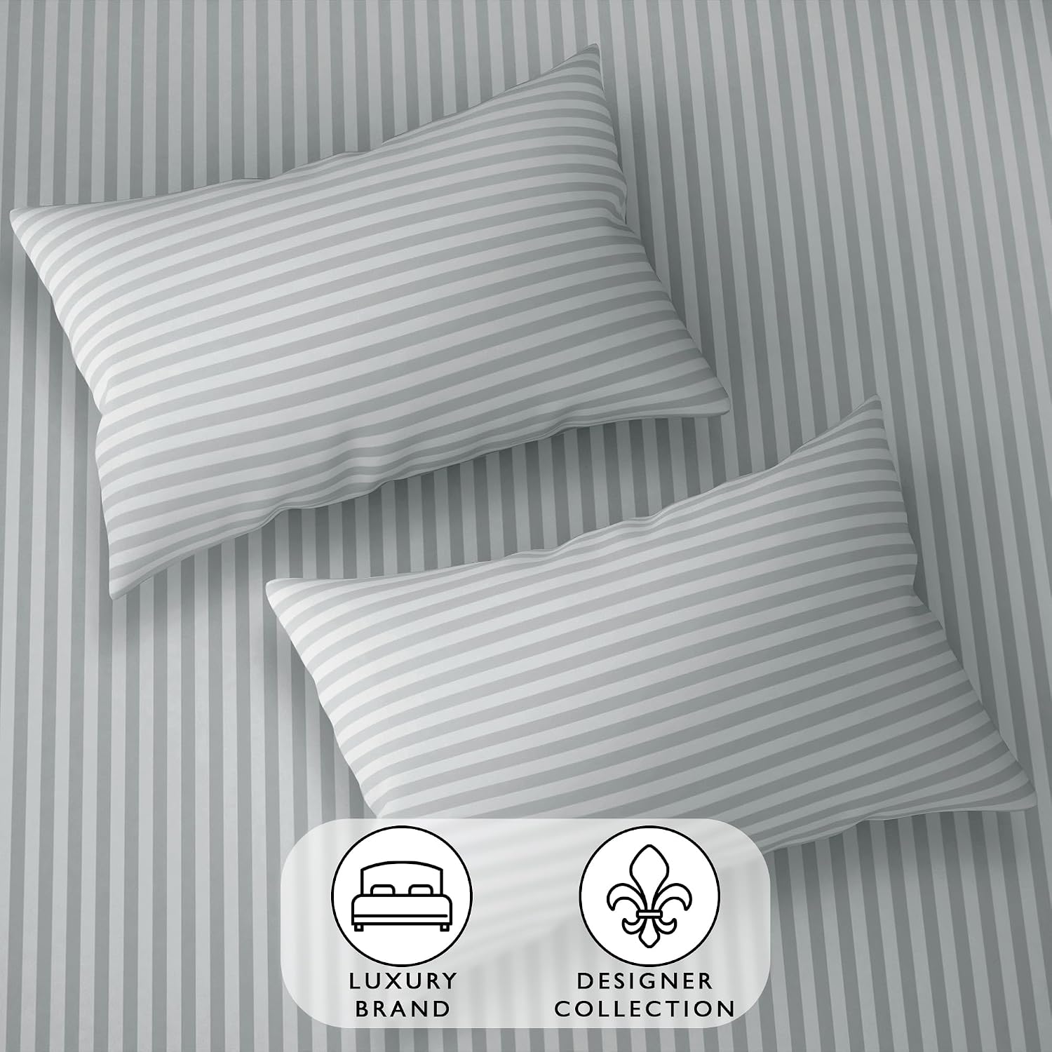 Stripes King Size Cotton Bedsheet With 2 Pillow Covers - 86 X 94 Inches, Light Grey | Perfect For Home Decor, Guest House | Ideal For All Seasons