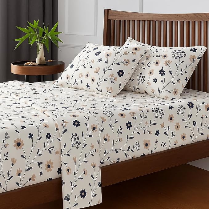 King Bed Bedsheet With 2 Pillow Covers Soft & Breathable Fabric - 108x108 Inch, White | Floral Print Bedsheet Set - Ideal For Daily Use & Gifting