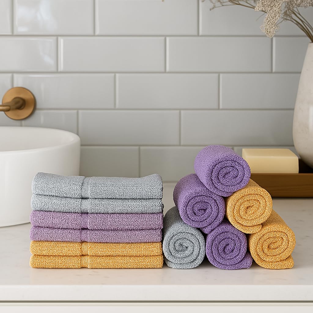 Caslino Small Cotton Face Towels 1200 Gsm | Soft & Absorbent Towel For Women & Men - Multicolor (Pack Of 12)