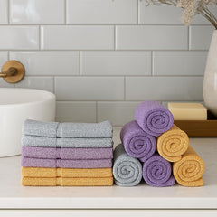 Caslino Small Cotton Face Towels 1200 Gsm | Soft & Absorbent Towel For Women & Men - Multicolor (Pack Of 12)