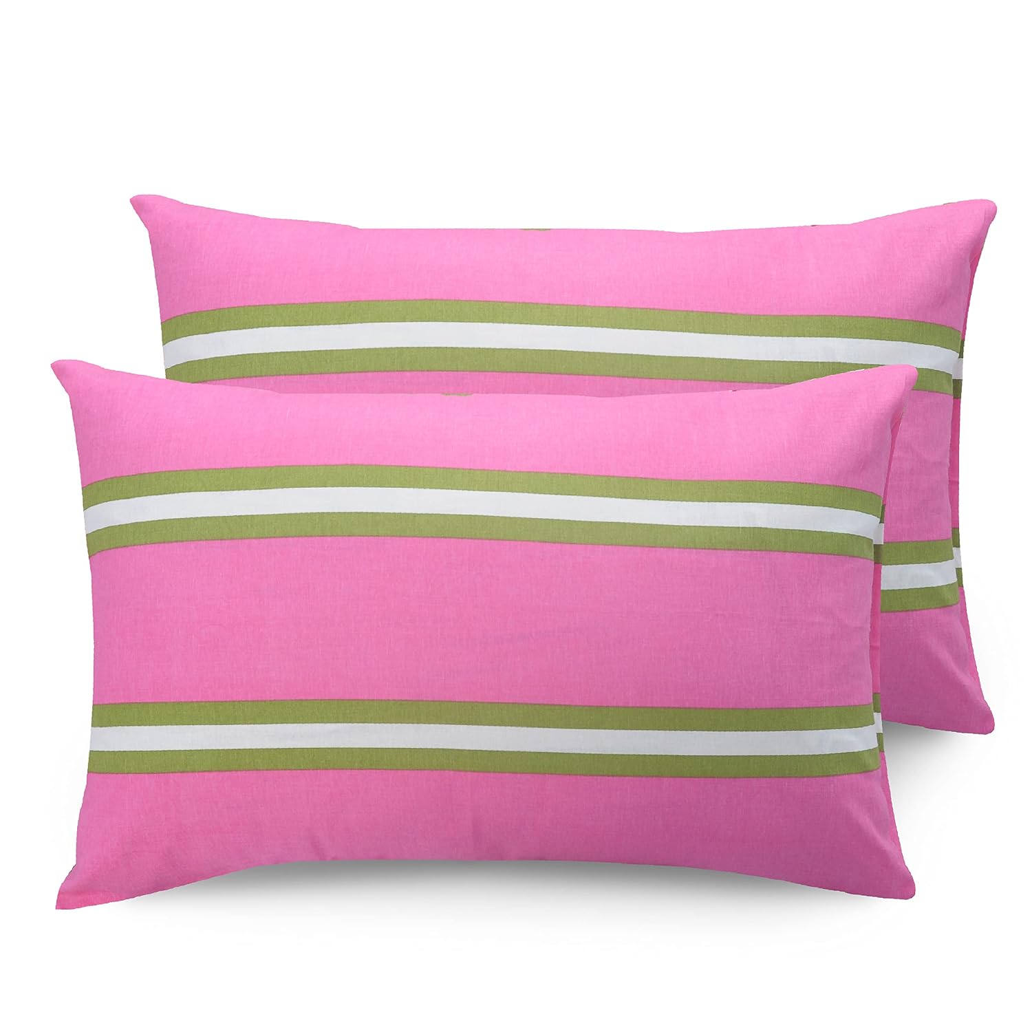 Bedsheets For King Size Bed With 2 Pillow Covers - 108 X 108 Inches | Flamingos & Stripes Pink & Green | Perfect For Home Decor & Gifts | 144 Thread Count