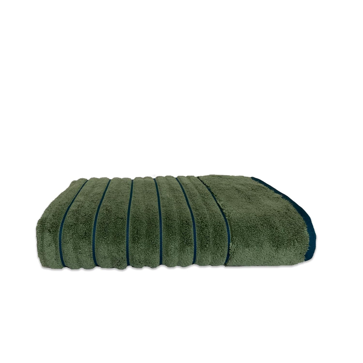 Spaces 100% Cotton Bath Towel 600 Gsm | High Loft Ribbed Texture High Absorbency Cotton Bath Towels (Dark Green)