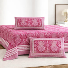 Jaipuri Cotton Bedsheet For King Size With 2 Pillow Covers | 90 X 108 Inches, Wine | Ultra-Soft & Skin-Safe | Breathable Summer Comfort