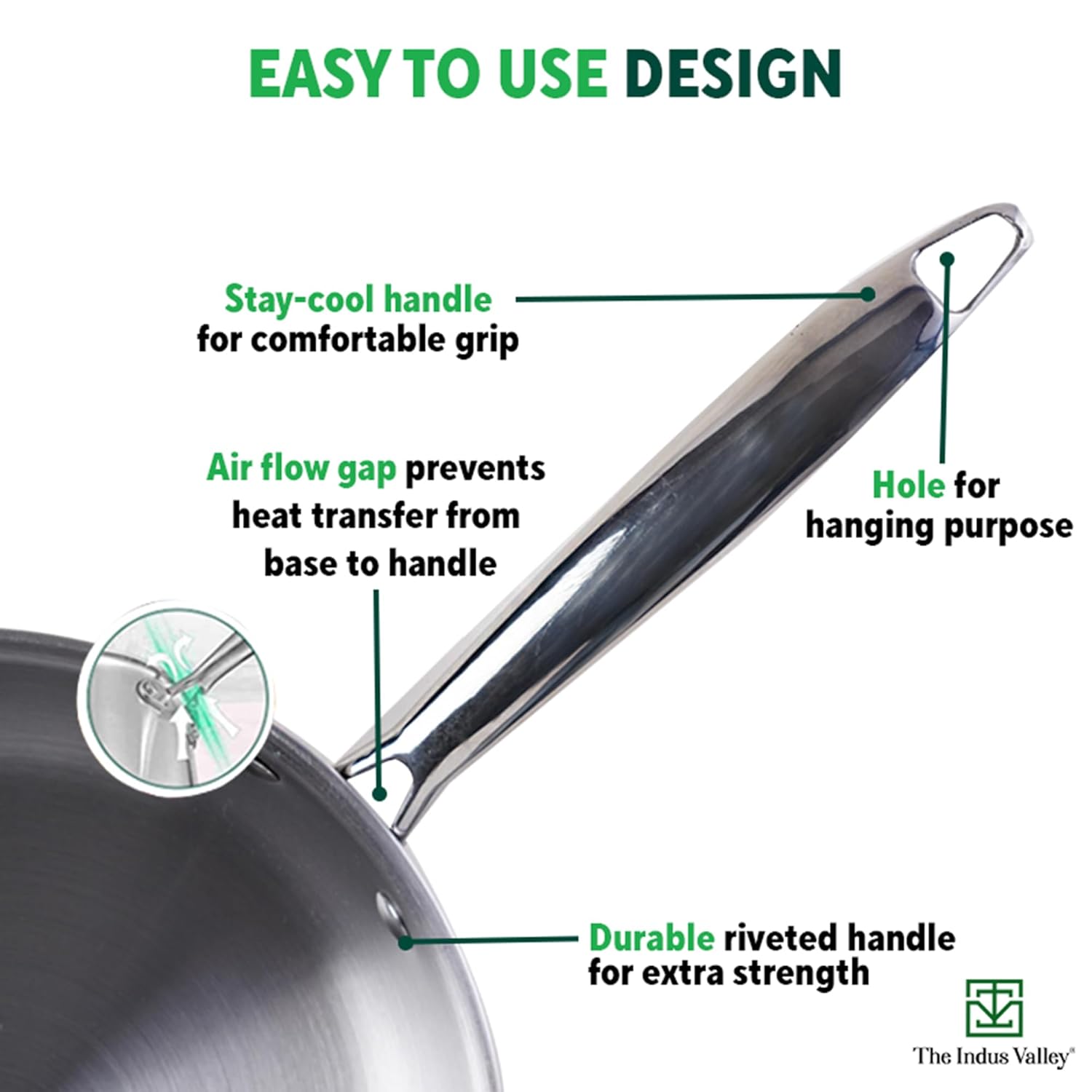 Triply Stainless Steel Fry Pan With Handle For 2-3 People - Medium 24cm, 9.4 Inch, 1.7 Liters, 1 Kg | Induction Friendly, Nonstick 3-Layer Body, 100% Pure & Toxin-Free, No Chemical Coating