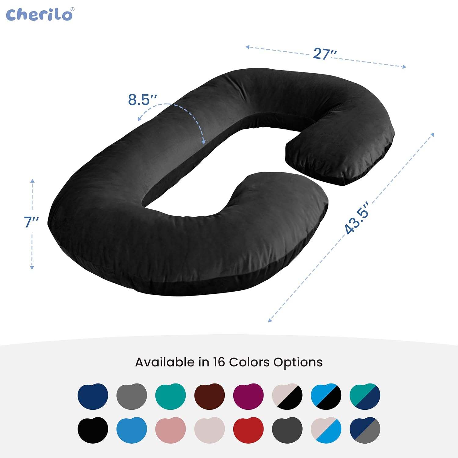 C Shaped Pregnancy Pillow For Maternity & Baby Nursing, Dark Grey Color | Full Body Support, Abdomen, Hip, Spine, Neck & Head Support Cushion | Premium Velvet Outer Cover With Zip, Comfy