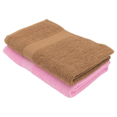 PatPug 100% Indian Ultra Soft Cotton 750 Gsm | Highly Absorbent, Fade Resistant Large Bath Towel (Coffee Brown & Sweet Pink)- Pack Of 2