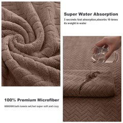 Housse Microfiber Nova Coral Fleece Face Towel 600 Gsm | Ultra Soft Super Absorbent Towels For Gym, Yoga & Beach (Brown) - Pack Of 4