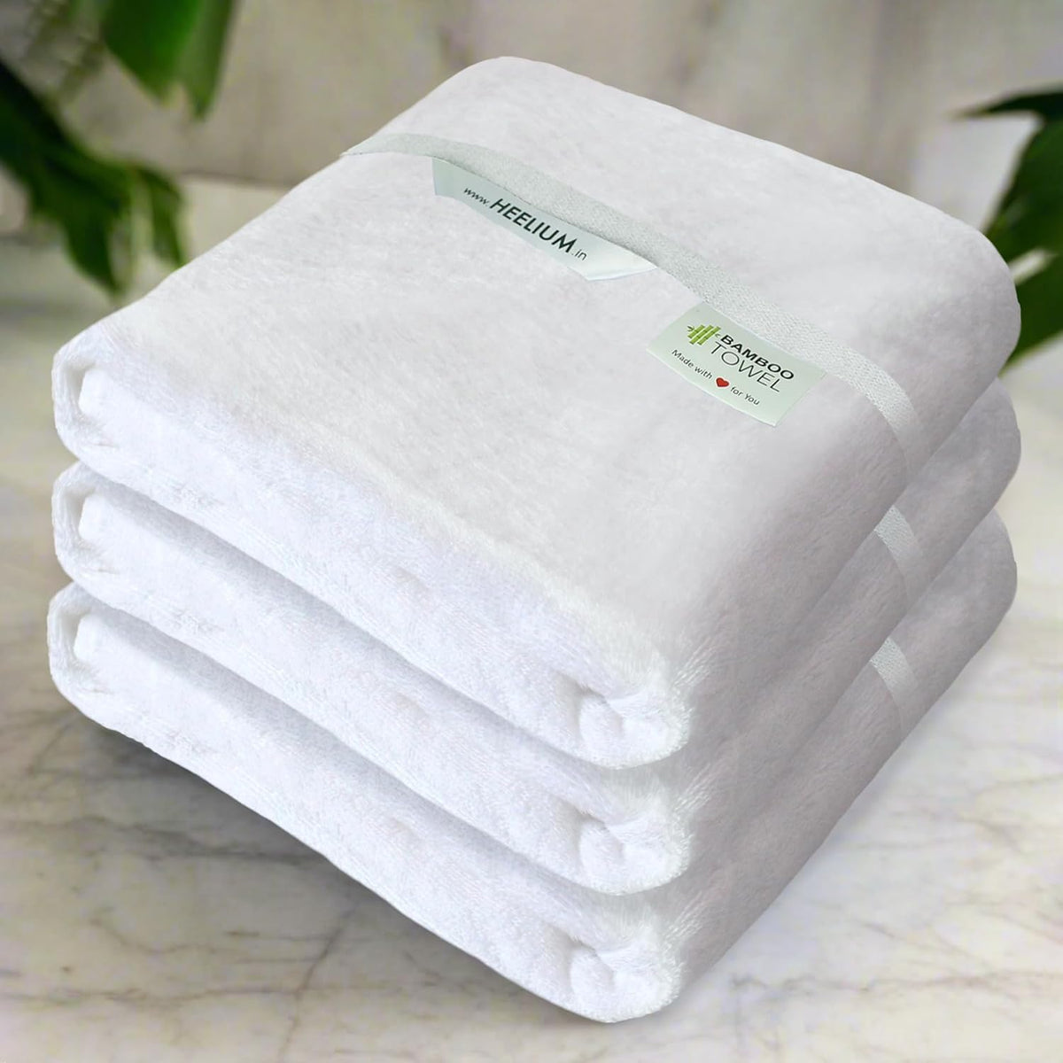 Heelium Bamboo Bath Towel 3x Softer & Quick Drying 400 Gsm (White)