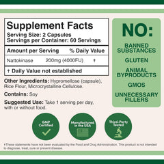 Athinika Nutrition Nattokinase Supplement 4,000 Fu Servings, 120 Capsules Derived From Japanese Natto Systemic Enzymes | 120 Capsules, 200gm 0.4lbs