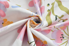 Cotton Bedsheet Super King Size Floral Print Bedsheet With 2 Pillow Covers - 108 X 108 Inch, White | 180 Thread Count Pure Cotton Bedsheets King Size