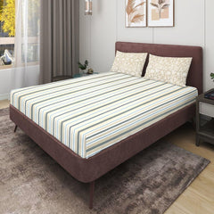 Elastic Fitted Bedsheets For King Size Bed With 2 Pillow Covers - 100 X 108 Inches, Beige | Ideal For Hotel, House, Guest House