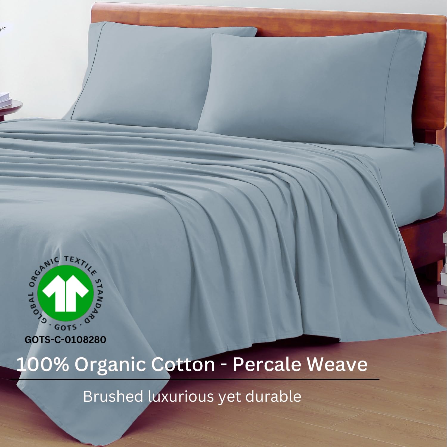 Includes 1 Flat Super King Bedsheet With 2 Pillow Covers - 108 X 108 Inches, French Blue | Soft - Breathable & Comfortable, Machine Washable | Natural Softness & Breathability