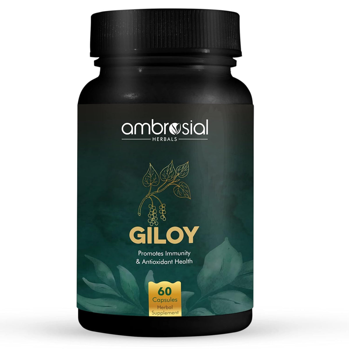 Ambrosial Giloy (Guduchi) High Strength 500mg Natural Giloy Extract Strengths Immune System & Antioxidant Health, Supports Overall Wellness | 60 Capsules 100gm 0.2lbs