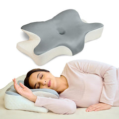 Cervical Butterfly Pillow, Orthopedic Memory Foam Pillow For Neck & Shoulder Pain | Ergonomic Contour Design | Dual Height Support | Side Sleeper Pillow with Arm Rest - Pack of 1