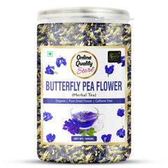 Online Quality Store Butterfly Pea Flower Herbal Tea - 100gm, 3.5 Ounce | Organic Pure Dried Flower Tea - Good For Hair & Skin | Caffeine Free - Steep As Hot Or Iced Tea