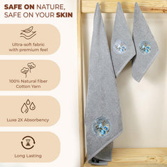 Akiko Home Prima Dream 100% Cotton 1 Bath & 2 Hand Towel 1000 Gsm | Soft, Absorbent & Durable, Cotton Bath Towel | Pack Of 3 (Grey)