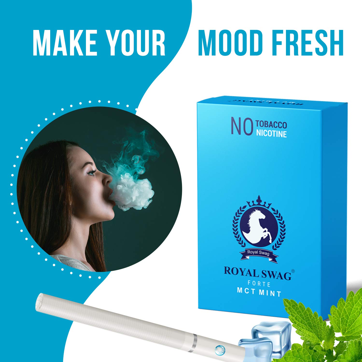 Royal Swag Herbal Cigarette Mint, Frutta Flavoured 400 Sticks 100% No Nicotine & No Tobacco - Smoking Cessation With 100% Natural 20ml Shot Anti Addiction Spray | Pack Of 400