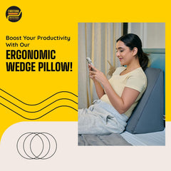 Wedge Pillow Memory Foam For Back Support, Grey Standard Size - 18 L X 17.5 W X 10 H Inch | Wedge Cushion Pillow, Acid Reflux, Snoring, Gerd, Leg Elevation, Pregnancy | Bed Wedge Pillow