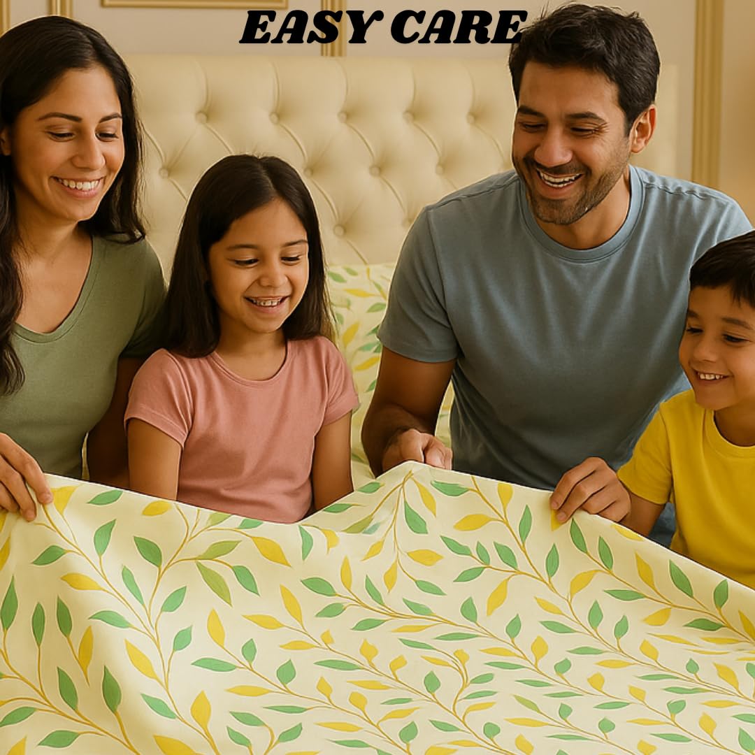 Microfiber 4 Pcs Bedding Set For King Size 1 Fitted Bedsheet With 1 Flat Top Sheet + 2 Pillow Covers | 78x72 Inches, Beige & Green | Perfect Combination For A Stylish Bedsheet