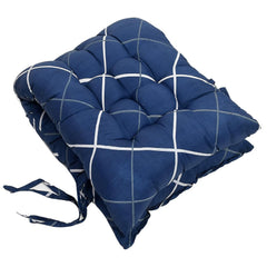 Chair Cushion For Sitting, Long Rocking Chair Cushion, XL Size - 18 X 48 Inch | Geometric Printed - Blue, Chair Pad For Home, Office | Back Seat Cushions With Ties | Long-Lasting Comfort