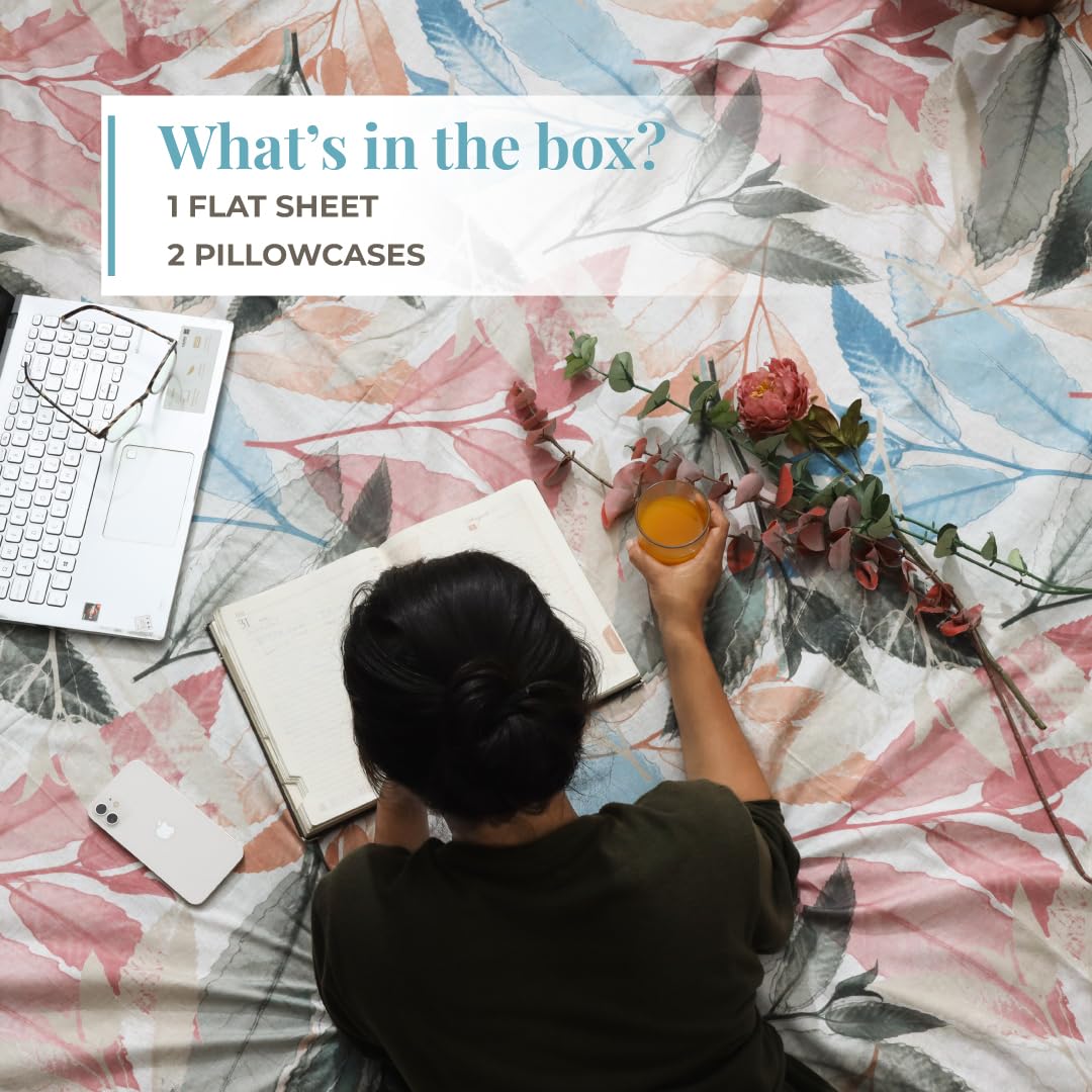 Printed Cotton Bedsheet For Double Bed With 2 Pillow Covers - 108x108 Inches, White | Ideal For Guest Houses, & Daily Home Use King Size Bed Sheet