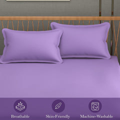 Queen Size Solid Plain Bedsheet Set Includes 2 Pillow Covers - 90 X 95 Inches, Purple | Exceptional Softness & Breathability | Premium Microfiber Material