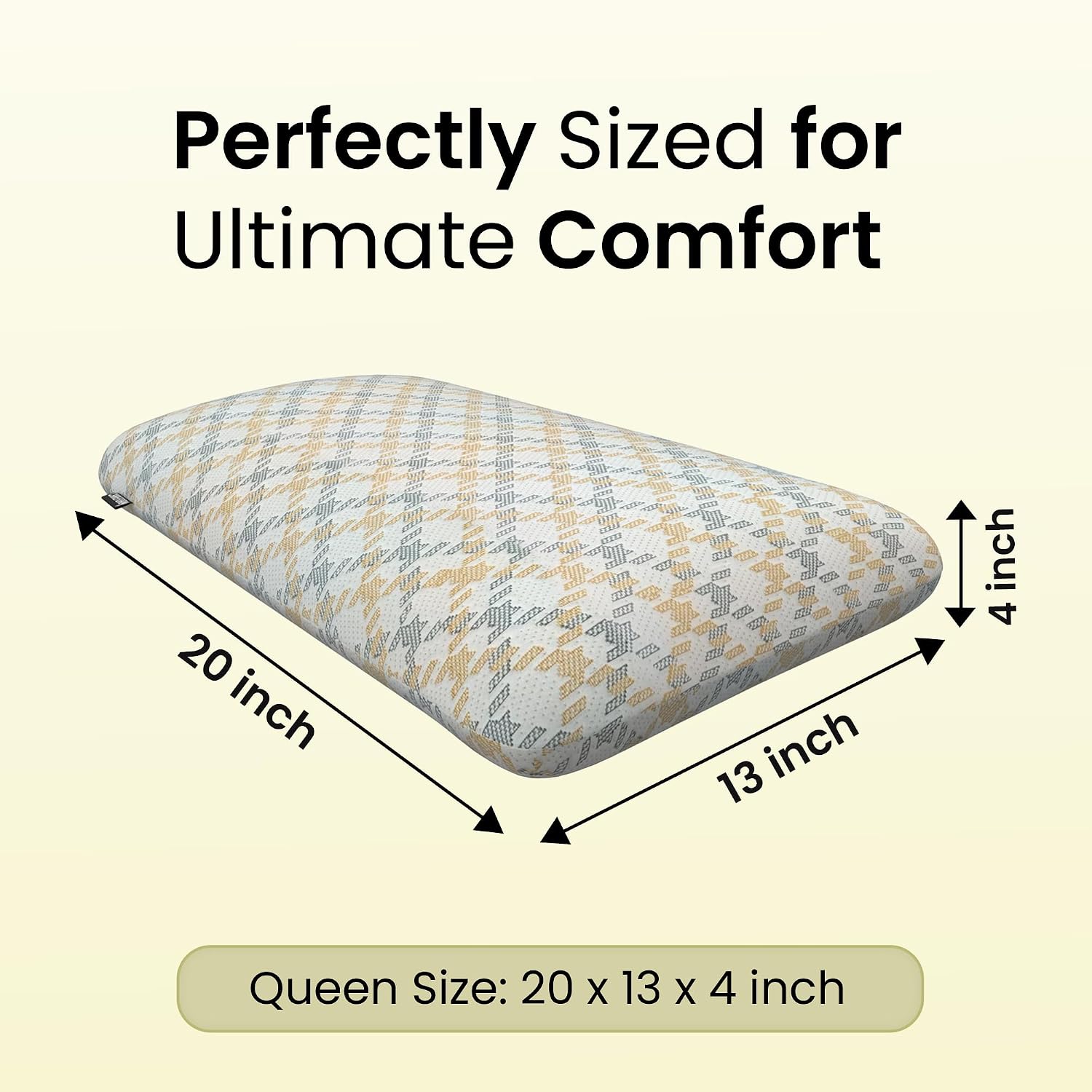 Ventilated Cooling Gel Memory Foam Pillow, Orthopedic Pillow - 22x14x5 Inch | Mustard & Grey, Medium Size, For Sleeping & Neck Pain Relief With Premium Removable Zipper Cover - Pack Of 2
