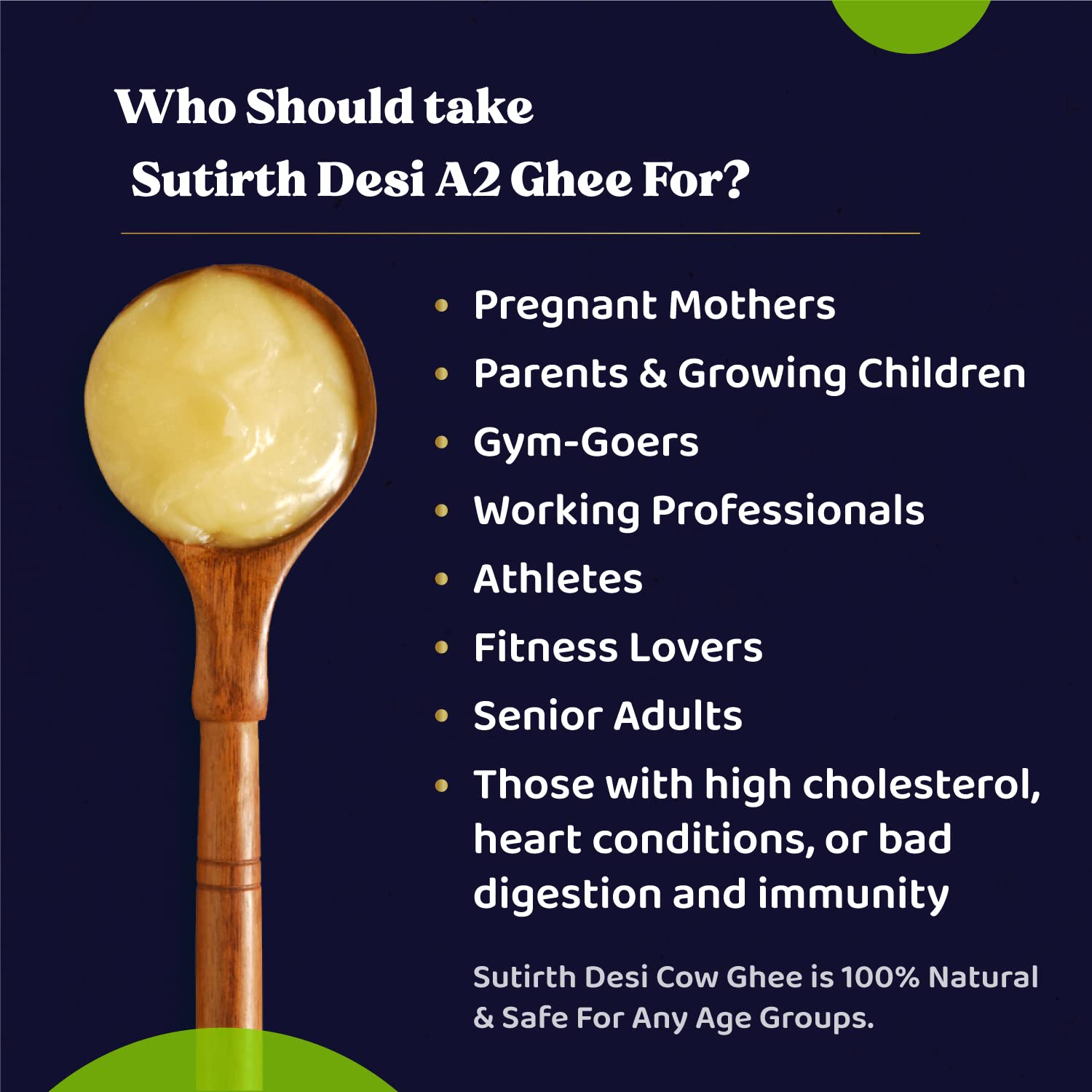 100% Natural A2 Bilona Desi Cow Ghee By Sutirth | Rich In Taste & Nutrients Made With Traditional Bilona Method Desi Ghee Perfect For Parathe | (250ml) 8.4 Ounce | Jar Pack