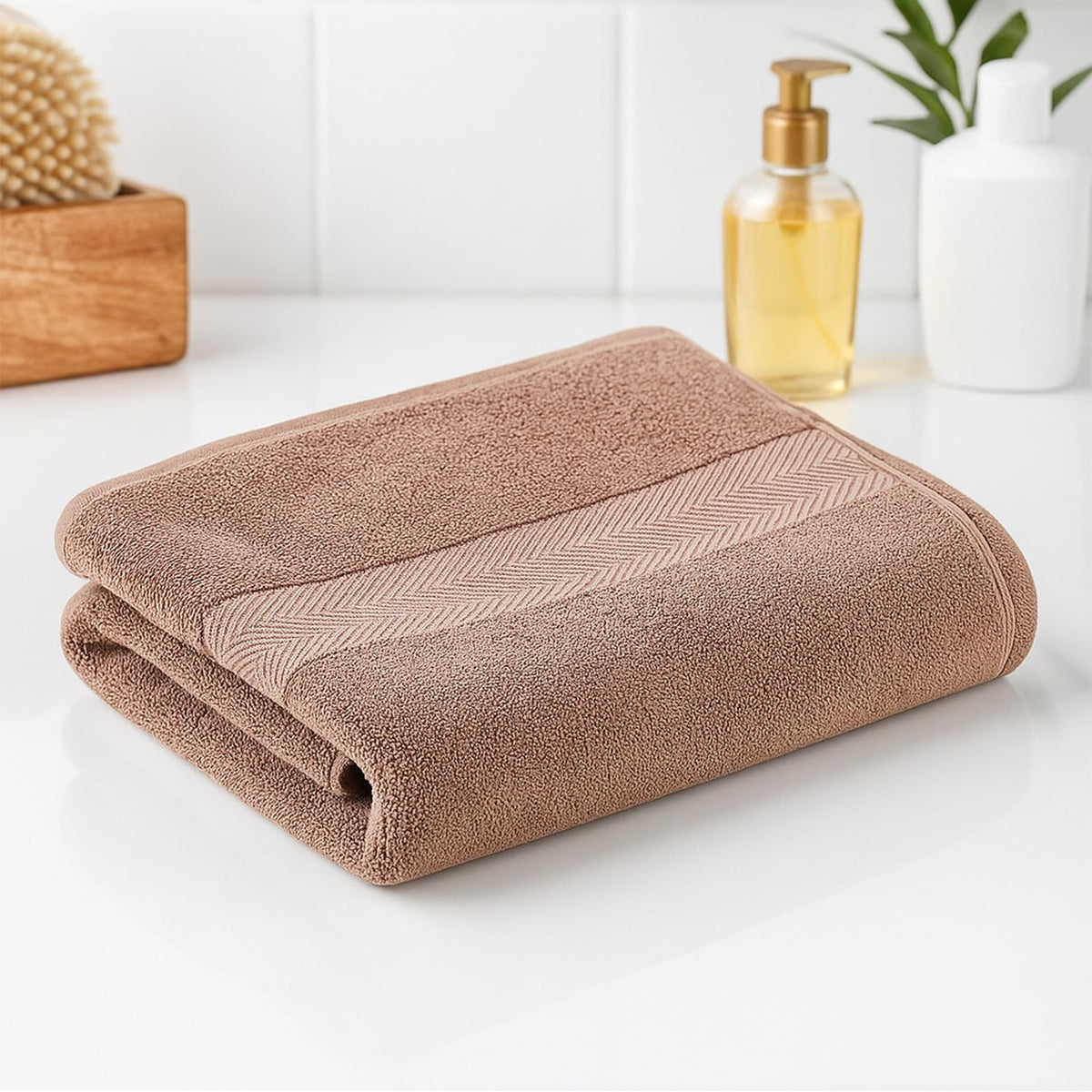 Earthy Fables Airlux Bath Towel 500 Gsm | Pure Carded Cotton, Soft, Absorbent, Quick Dry & Skin-Friendly Towel (Mocha)