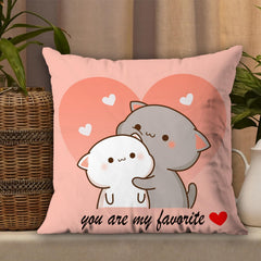 Peach & Goma Mochi Cat Pillow Cushion, Keychain & Card, Peach Color - 12 X 12 Cm | Gifts For Girlfriend, Wife, Husband, Boyfriend, Pillow For Couple | Peach Goma Pillow - Pack Of 1