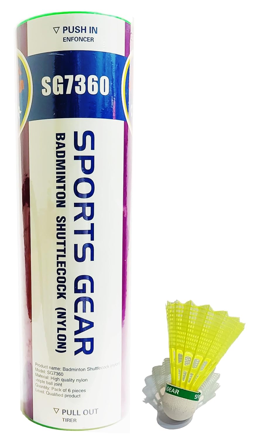 Sports Gear SG7360 Nylon Badminton Shuttlecock , Fast Recovery & Stable Trajectory | Green , Pack Of 6