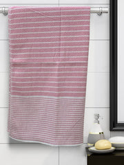 Athom Living Premium Cotton Light Weight Quick-Dry High Absorbent Cotton Bath Towel 250 Gsm, (Pink Stripes)
