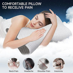 Memory Foam Pillow For Sleeping, Contour Cervical Orthopedic Pillow - Dark Grey | For Neck & Shoulder Pain Relief For Sleeping | Ergonomic Cervical Pillow, Neck Support, Adjustable Pillow
