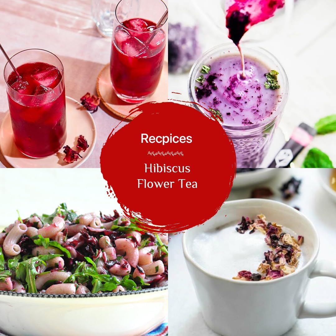Blue Tea Hibiscus Flower Herbal Tea - 50gm Pet Jar, 1.7 Ounce, 50 Cups | Flower Based Skin Glow Enhancing Tea - Caffeine Free, Tangy Flavor, Non-GMO | No Added Colors, No Preservatives