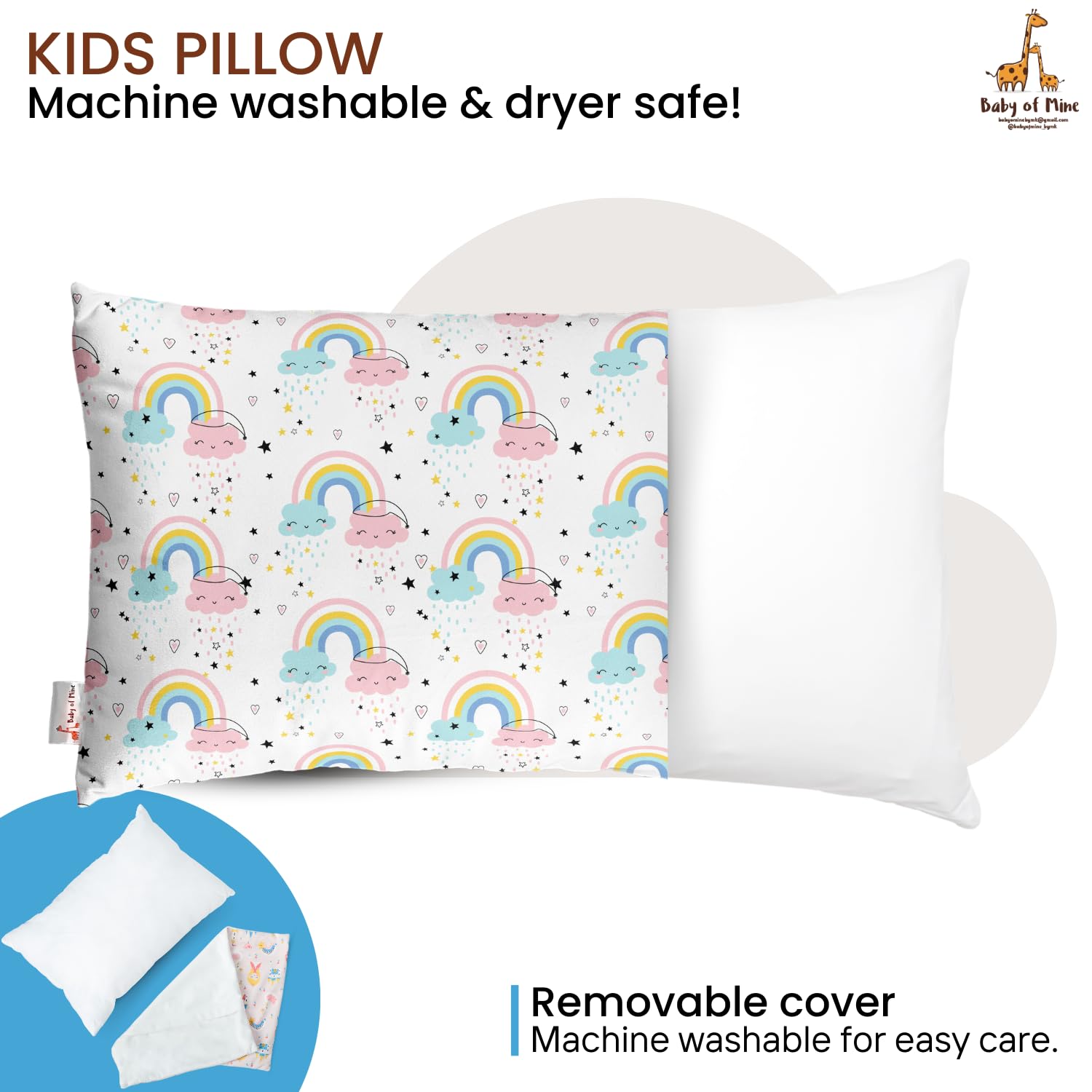 Premium Baby Pillow For Kids, Super Soft Cotton Kids Cushion - 12 X 18 Inches | For 5 Years Old Kids, Adorable Animal & Cartoon Prints | Bed Pillow, Washable, Easy To Care - Pillow 17