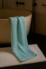 Drape&Luxe Gen-Z Towel Premium Waffle Cotton Bath Towel 600 Gsm | Super Soft & High Absorbency Towel, Quick Drying Large Size Towels (Blue) - Pack Of 1
