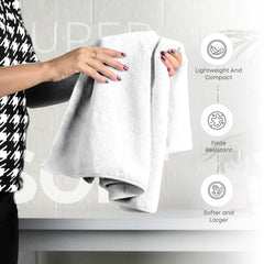 Black Gold The Finer Touch Premium Microfiber Bath Towel 900 Gsm | Ultra Soft & Absorbent Quick Dry Towel Lightweight Microfiber Bath Towel (White) - Pack Of 2
