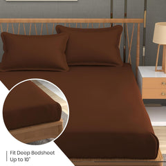Queen Size Solid Plain Bedsheet Set Includes 2 Pillow Covers - 90 X 95 Inches, Copper | Exceptional Softness & Breathability | Premium Microfiber Material