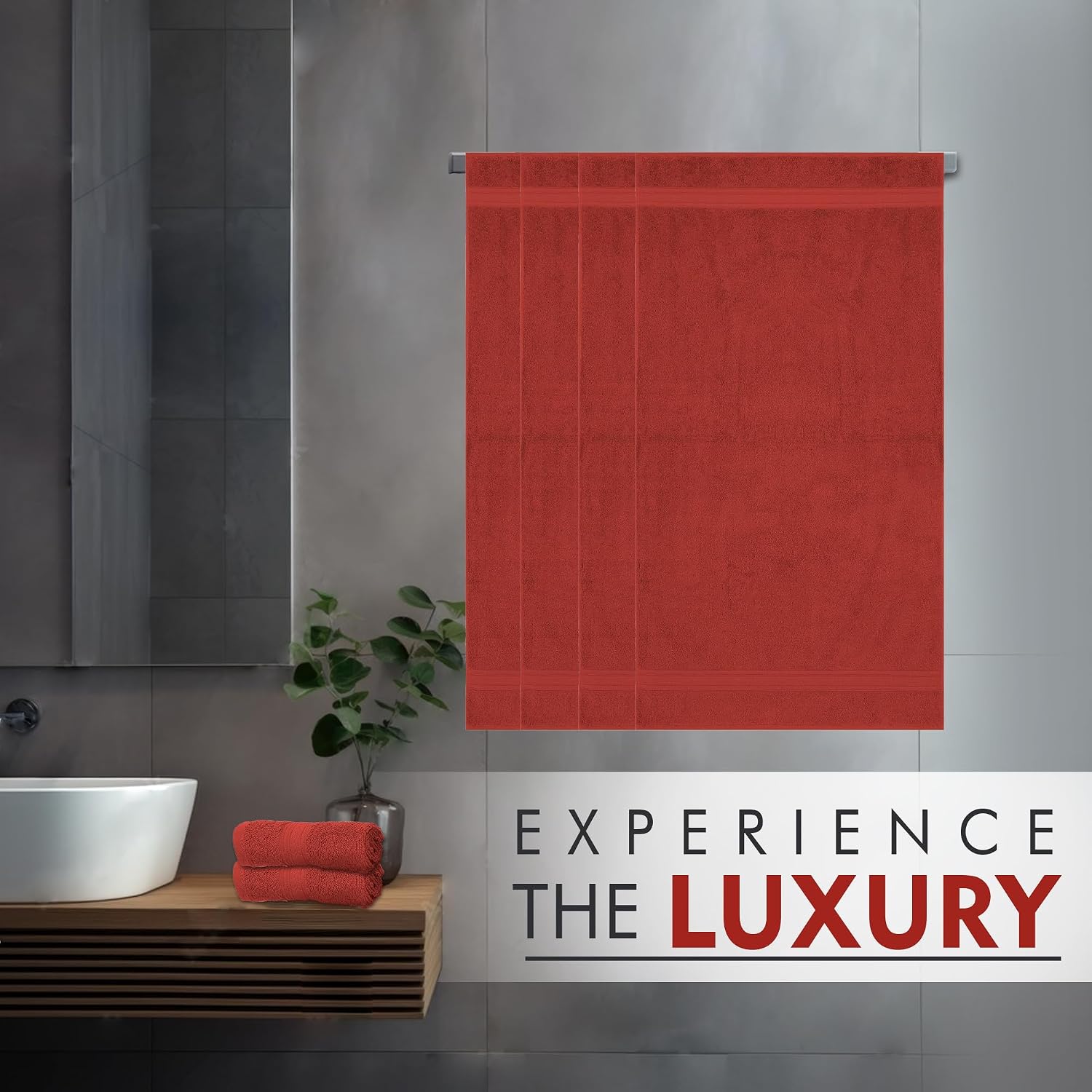 Ambra Linens Highly Absorbent Towels 500 Gsm | 100% Cotton Soft & Plush All Seasons Use Large, Everyday Use, Durable | 4 Pcs Hand Towel Set (Rust)