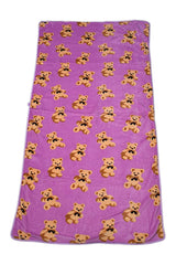 Microfiber Teddy Printed Bath Towel 400 Gsm | Absorbent Super Soft & Comfortable Quick Drying Bathing Towel (Light Purple)