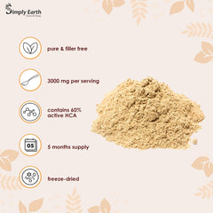 Simply Earth Pure Natural Garcinia Cambogia Fruit Extract Powder 60% Hca For Weight Management & Other Health Benefits | 400gm 0.8lbs