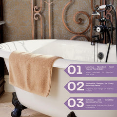 Zibell Luxurious Design Hand Towels With Exceptional Durability Absorbent Shower Towels 1200 Gsm (Golden Brown) - Set Of 6