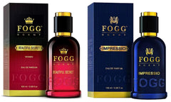 Fogg Scent Beautiful Secret Eau De Parfum For Women & Fogg Impressio Eau De Parfum For Men 100ml Each 3.4 Fl.oz.