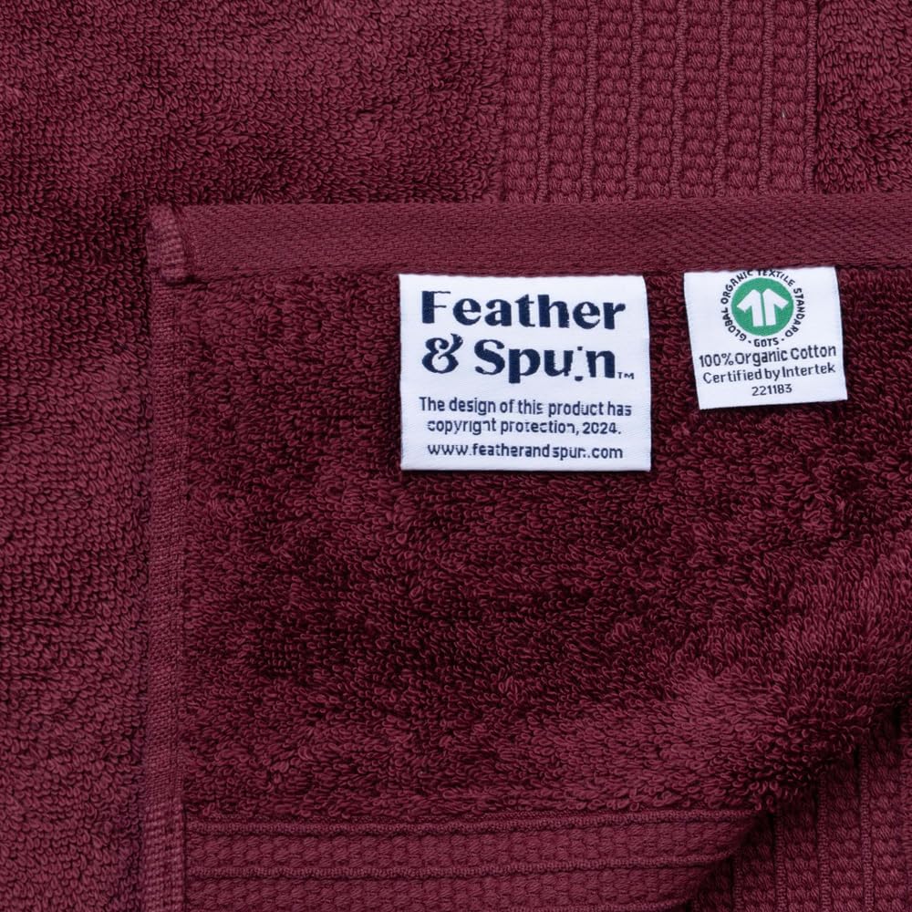 Feather & Spun Organic Cotton Bath Towel 650 Gsm | Lavender Fragrance Gots Certified Anti Microbial Fade Resistant Double Needle Stitch Towel (Cranberry Crush)