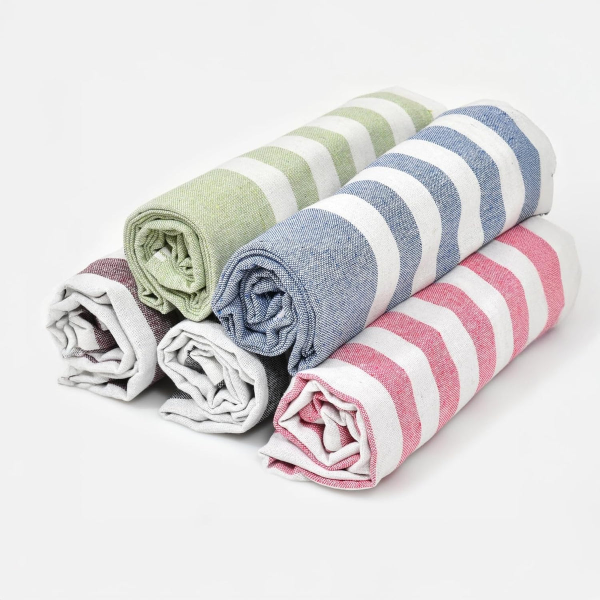 VäRde Premium Handloom Bath Towels 180 Gsm | Towel For Men & Women | Striped & Solid Pattern (Blue, Pink, Green, Brown & Black, Set Of 5)