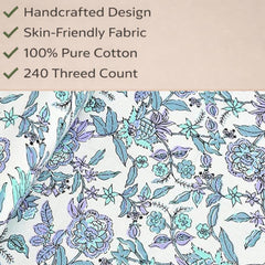 Soft Cotton Single Size Bedsheet With 1 Pillow Cover - 60 X 90 Inches, Cream & Purple | Durable For Everyday Use - All Season Comfort