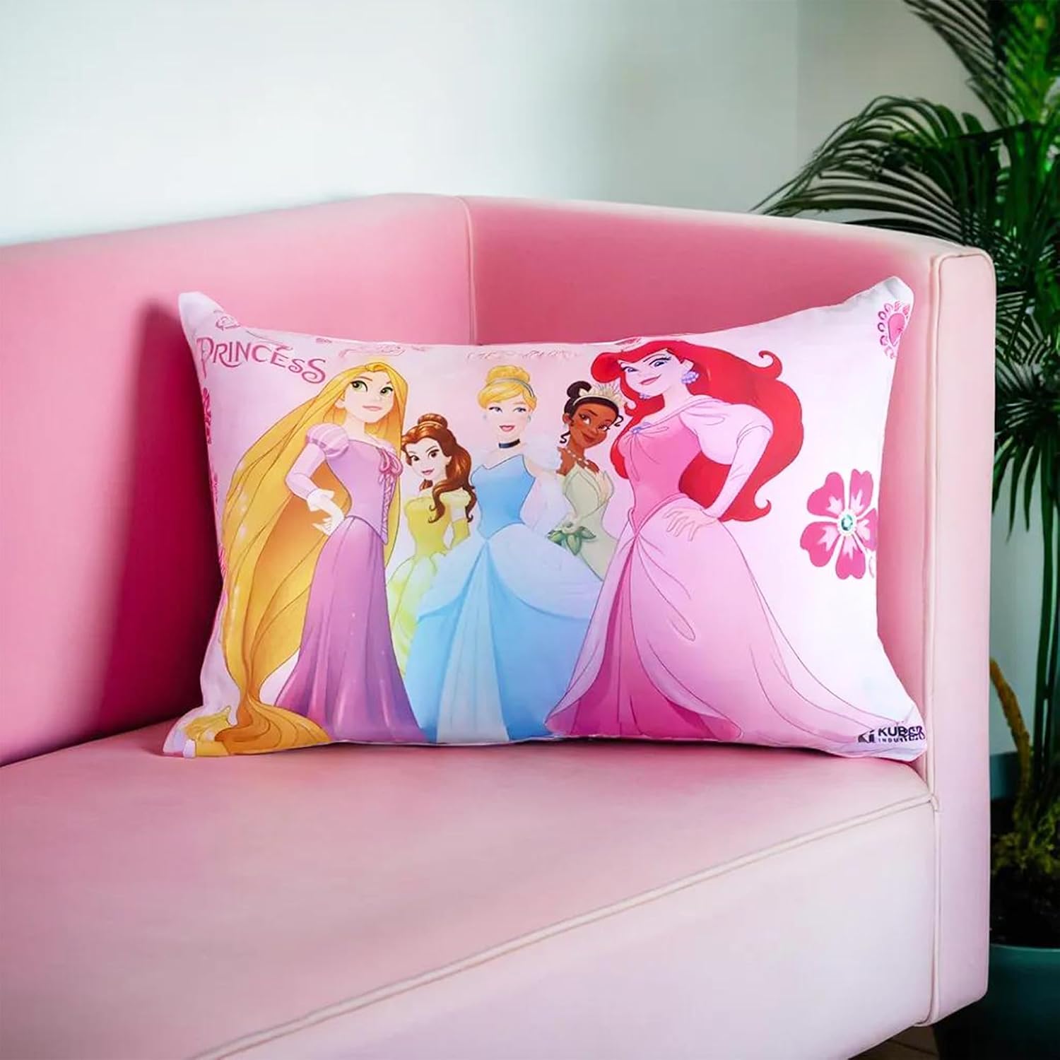 Kid's Soft Pillow For Sleeping, Disney Princess Pillow, Pink - 12 X18 Inch | Back & Front Printed Pillow | Suitable For All Sleepers, Multipurpose & Comfortable, Breathable - Pack Of 6